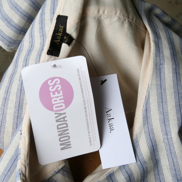 Aakaa One Shoulder Ruffle Shift Dress Stripe Sz S. - Picture 7 of 8